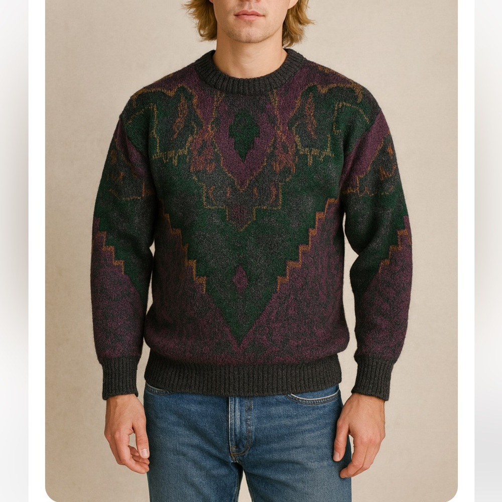 🔥RARE🔥VINTAGE Geometric print sweater Robinson made Italy sz L price firm!